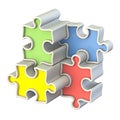 Four basic color jigsaw puzzle 3D