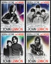 Four beautiful images of John Lennon on stamps