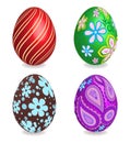 Four beautiful painted easter eggs. Royalty Free Stock Photo