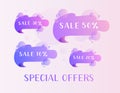 Four beautiful sale icons with percent