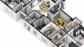 Four bedroom family apartment interior design 3d model
