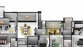 Four bedroom family apartment isometric interior design 3d