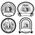 Four beer labels (black and white)