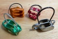 Four belay devices, two of them with guide mode function Royalty Free Stock Photo