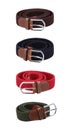 Four belts. Isolated image on white background. Royalty Free Stock Photo