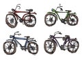 Four bicycles, a primitive style