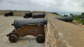 Four big ancient canons on the fortress defense line