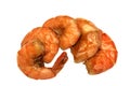 Four Big King Size Grilled Shrimps On White Isolated Background