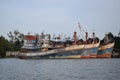 Rusty shipping vessels, Mae klong river.