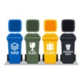 Four bins for different types of waste. Royalty Free Stock Photo
