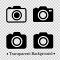 4 Vector illustrations, camera silhouettes, transparent background PNG Royalty Free Stock Photo