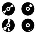 4 disc illustrations, black silhouette, transparent background Royalty Free Stock Photo