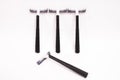Four black disposable razors isolated on white background. Royalty Free Stock Photo