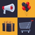 four black friday icons Royalty Free Stock Photo