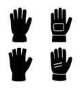 4 gloves illustration icons, silhouette, transparent background Royalty Free Stock Photo