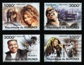 Four black pop stars of last century on postage stamps