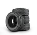 Four black rubber tires