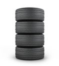 Four black rubber tires