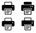 4 printer illustrations, black silhouette, transparent background Royalty Free Stock Photo