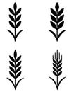 Icon for farming, 4 wheat illustrations, black, transparent background Royalty Free Stock Photo