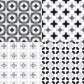 Four black and white mosaic patterns