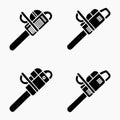 Four black and white silhouettes of chainsaws on a white background Royalty Free Stock Photo