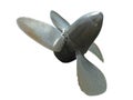 Four blade propeller for motor boat isolated over white background Royalty Free Stock Photo