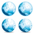 Four blue globes. World icons set. Eaarth and connectivity. Royalty Free Stock Photo