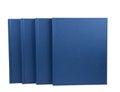 Four blue notepads isolated