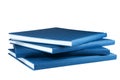 Four blue notepads on white background isolated
