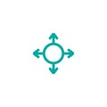 Four blue rounded arrows point out from the center and circle. Expand. Outward Directions icon Royalty Free Stock Photo