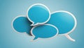 Four Blue Speech Bubbles on Light Blue Background chat Royalty Free Stock Photo