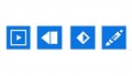 Four blue square icons on white background play, rewind, fast-fo Royalty Free Stock Photo