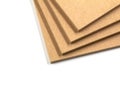 Four boards of raw MDF arranged irregularly, one on top of the other. Royalty Free Stock Photo