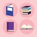four books literacy icons Royalty Free Stock Photo