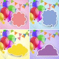 Four border templates with colorful balloons