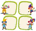 Four border templates with happy clowns