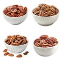 Four Bowls Filled with Pecan Nuts Royalty Free Stock Photo