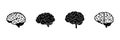 Four Brain Illustrations In Hand Drawn Style Set. Cognitive Function, Intelligence, Neuroscience Doodle Sketch Royalty Free Stock Photo
