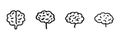 Four Brain Line Icons In Doodle Style. Cognitive Function, Intelligence, And Creativity Outline Sketch Collection Royalty Free Stock Photo
