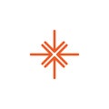 Four bred thin arrows point to the center. Triple Collide Arrows icon. Merge Directions icon