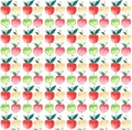 Four bright juicy red yellow green apples pattern watercolor hand sketch Royalty Free Stock Photo