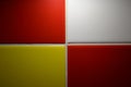 Four bright red yellow and white tiles, frame divided into four parts, glossy tile, place for text Royalty Free Stock Photo