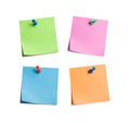 Four Bright Sticky Notes Tacked Royalty Free Stock Photo