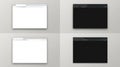 Four browser windows displaying example website with empty white and black pages Royalty Free Stock Photo