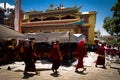 Four Buddhist monks of Boudhanath, Kathmandu, Nepal