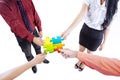 Business team building puzzle Royalty Free Stock Photo