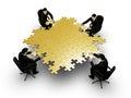 Four businessmans bilding puzzle Royalty Free Stock Photo