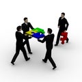 Four businessmans and colour puzzle Royalty Free Stock Photo