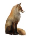 Adult fox , Isolated realistic illustration on whi